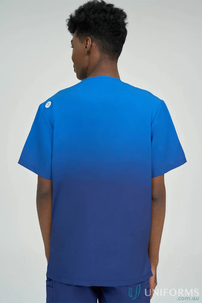 Blue ombre scrub top from Twilight Inclusive Ombre City Collection for Aged Care Workers