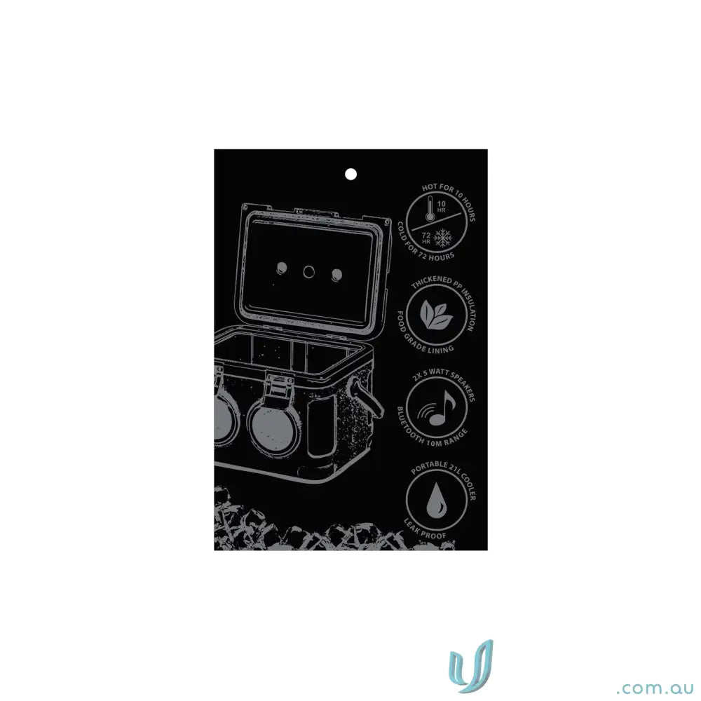 On‑Ice 21L portable cooler with built-in Bluetooth speaker and brandable surface