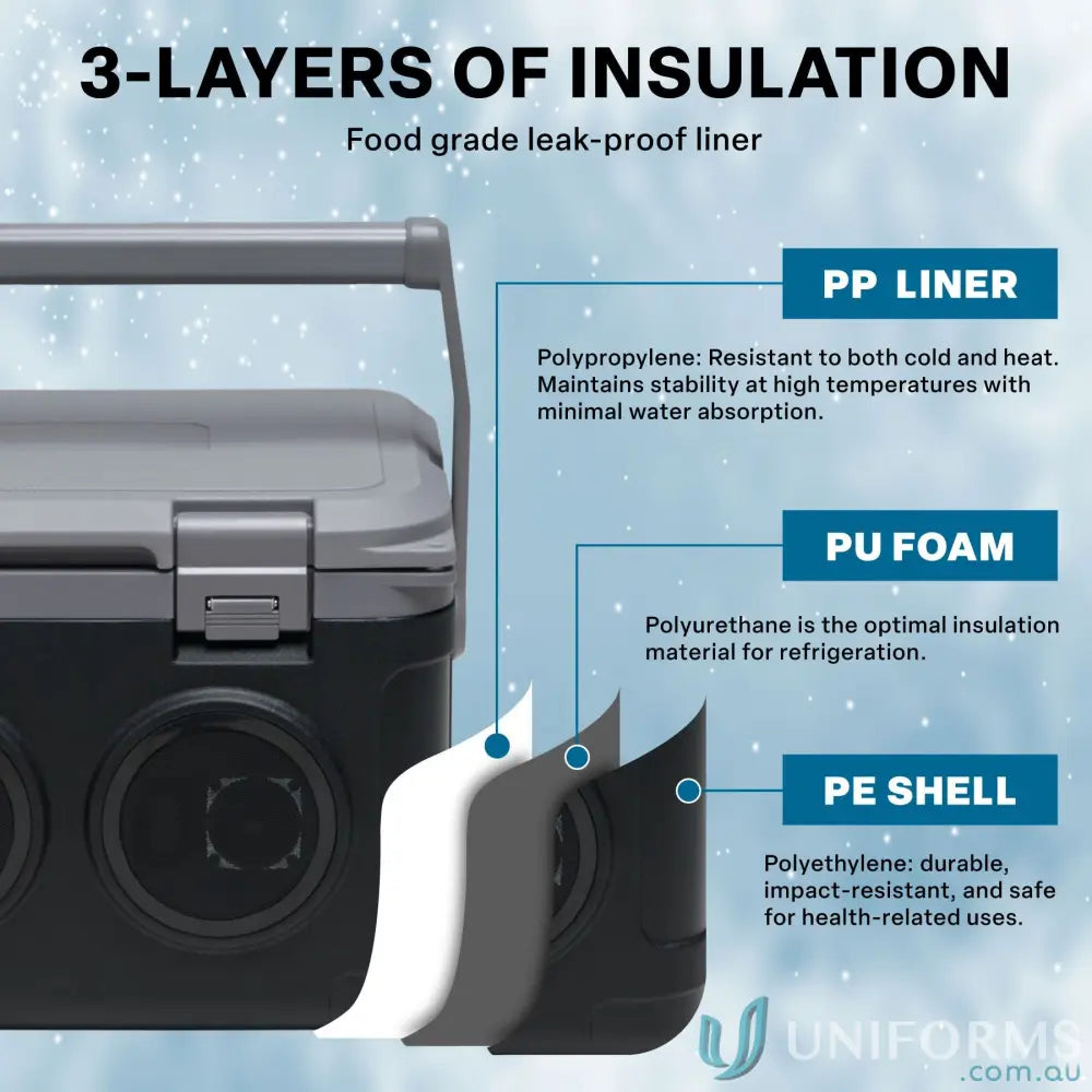 On‑Ice 21L Portable Cooler with Bluetooth speaker, triple insulation & brandable surface