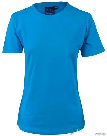 Blue women’s T-shirt in combed cotton, great for uniforms and workwear