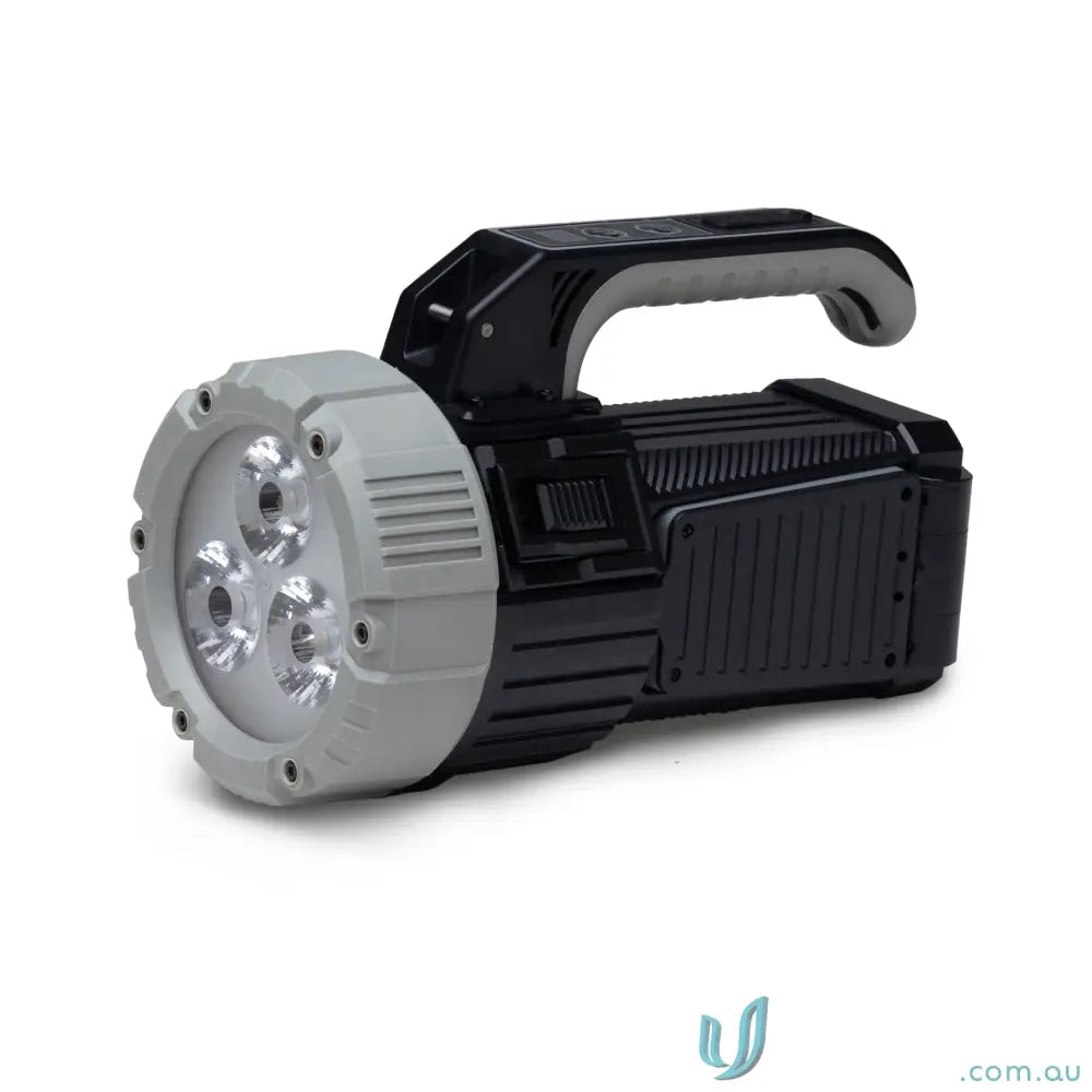 OptiBeam COB LED Search Light Torch in black steel grey with rugged design and handle