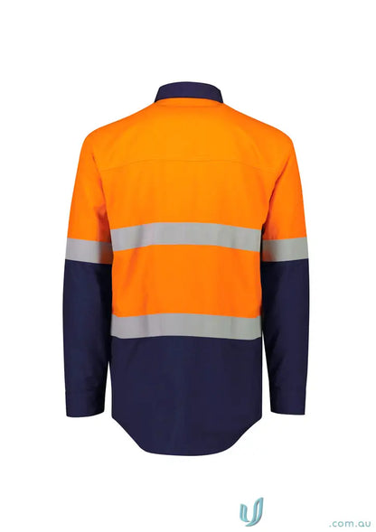 Orange Flame Lightweight Ripstop Spliced Hoop Shirt with reflective stripes for demanding work environments