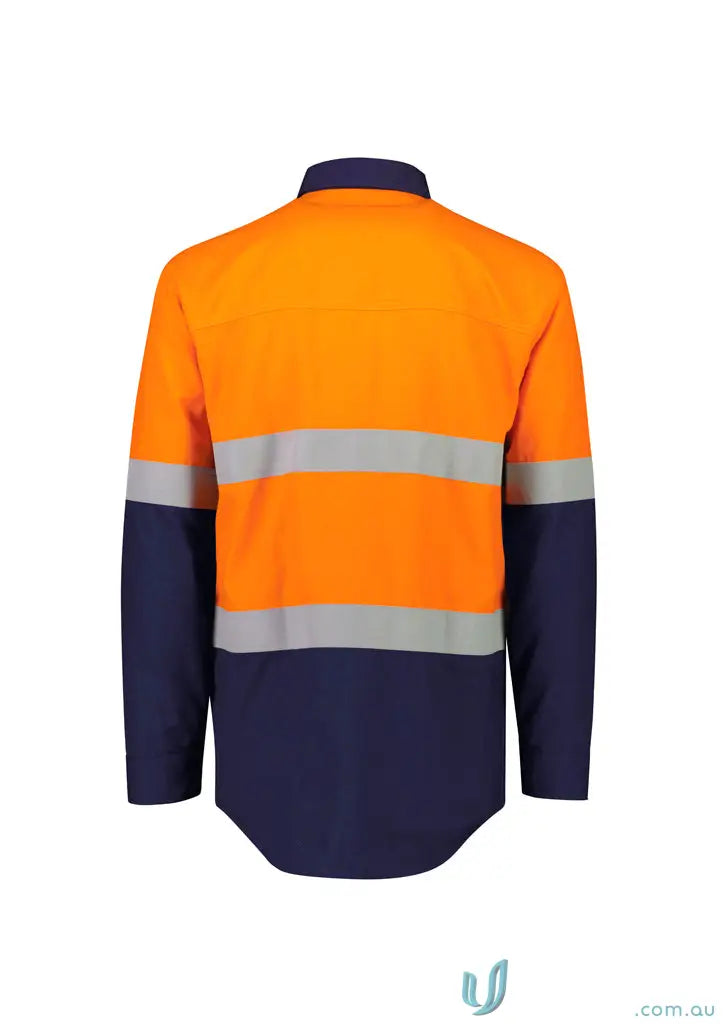 Orange Flame Lightweight Ripstop Spliced Hoop Shirt with reflective stripes for demanding work environments