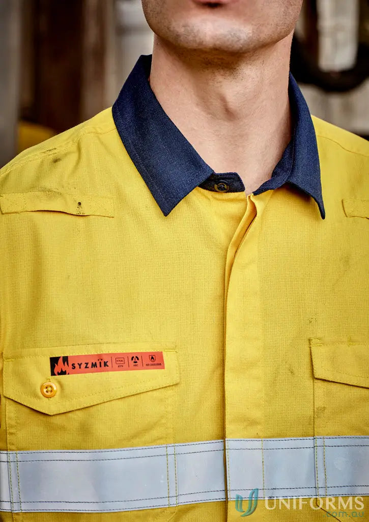 Orange Flame Lightweight Ripstop Spliced Hoop Shirt with reflective strips for demanding work environments