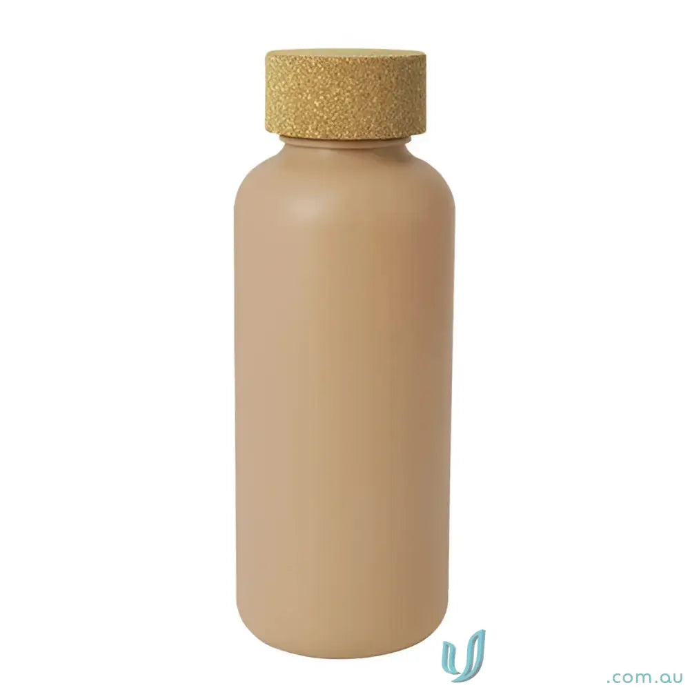Organic 650ml water bottle with natural cork lid made from sugar cane fibers