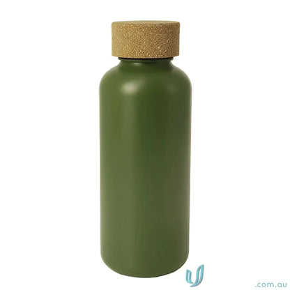Green organic 650ml eco friendly water bottle with natural cork cap made of sugar cane