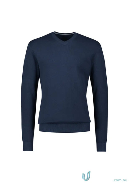 Navy blue V-neck sweater from Men’s Osaka Pineapple Knit Jumper collection