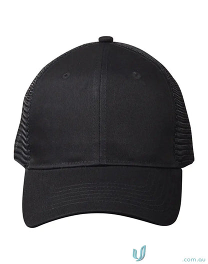 Black cotton trucker cap from Winning Spirit Premium, style ch89 premium cotton