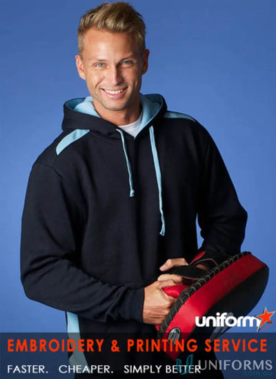 Navy blue Paterson Hoodie with light blue accents, perfect for workwear or uniforms