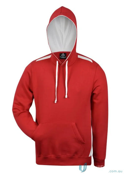 Red Paterson Hoodie with white accents, perfect for casual work uniforms or workwear