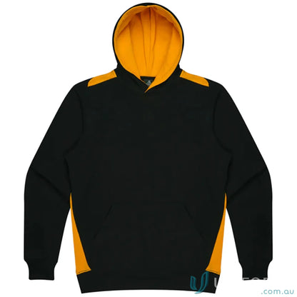 Black and gold Paterson Kids Hoodie with contrast panel work, soft brushed fabric