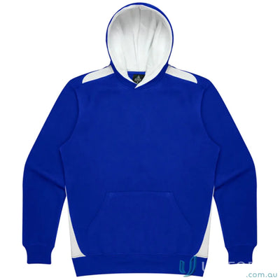 Blue and white Paterson Kids Hoodie with soft brushed fabric and contrast panel design