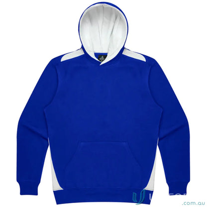Blue and white Paterson Kids Hoodie with soft brushed fabric and contrast panel design