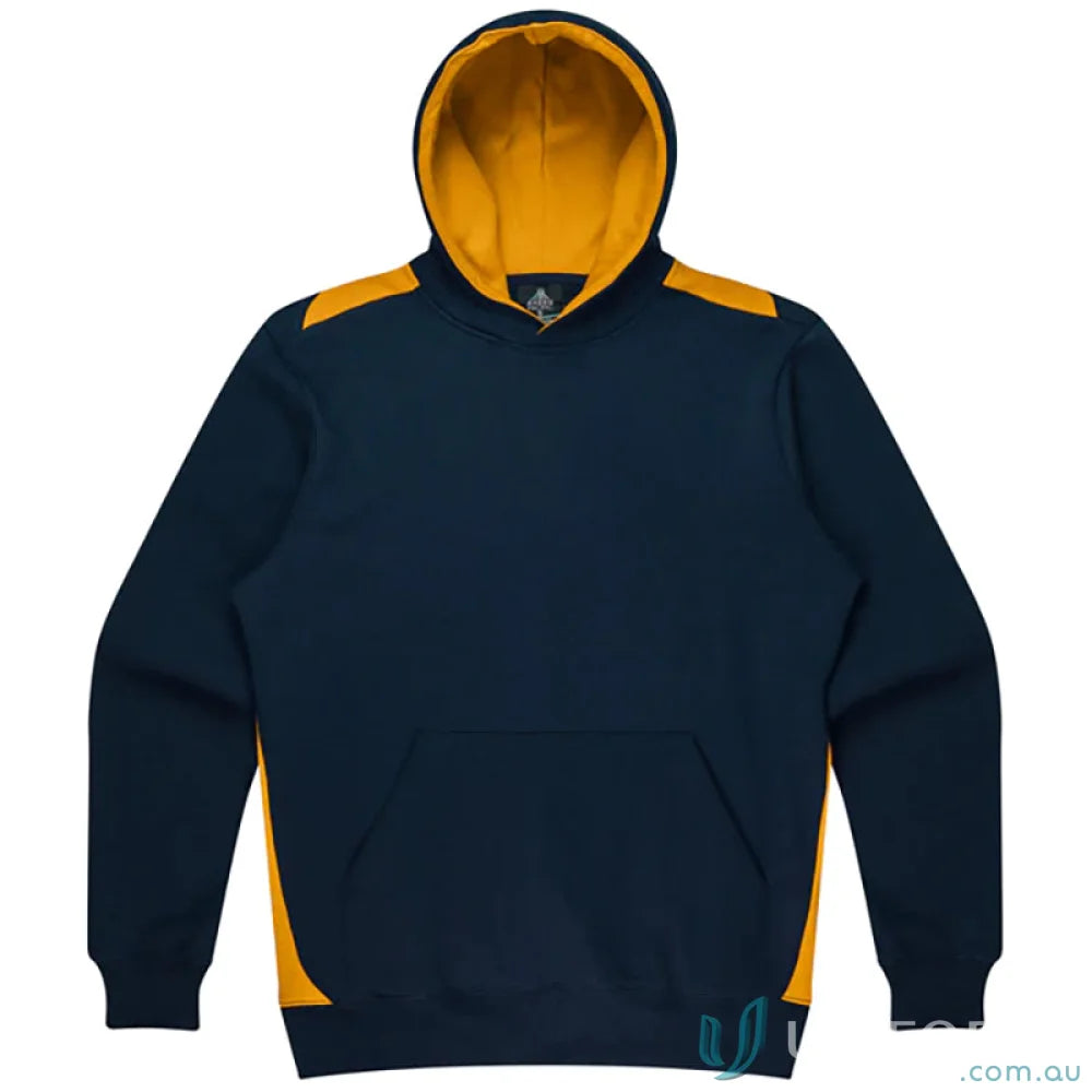 Paterson Kids Hoodie navy and gold soft brushed hoodie with contrast panel work uniforms