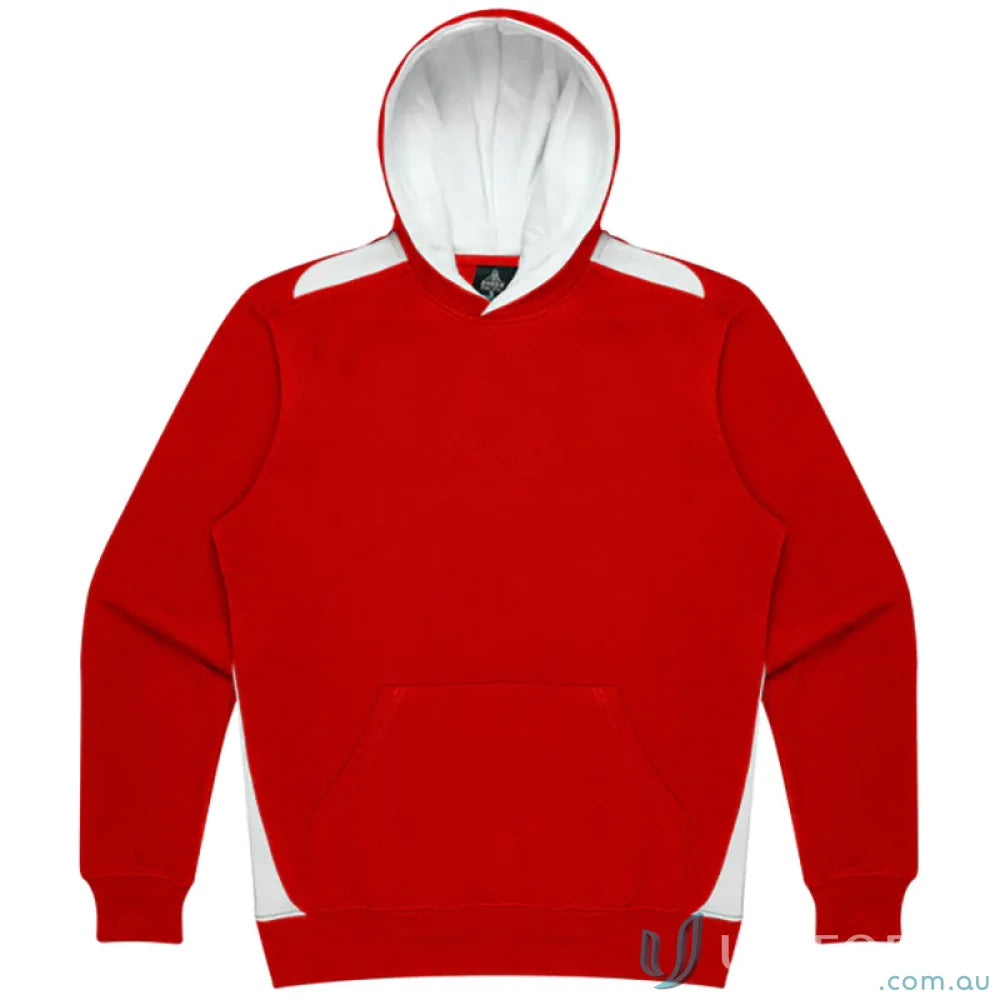 Kids Red and White Hoodie with contrast panels, soft brushed fabric for comfort