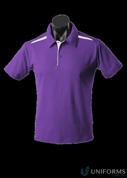Purple Paterson Polo shirt with white accents, perfect fabric for uniforms and workwear