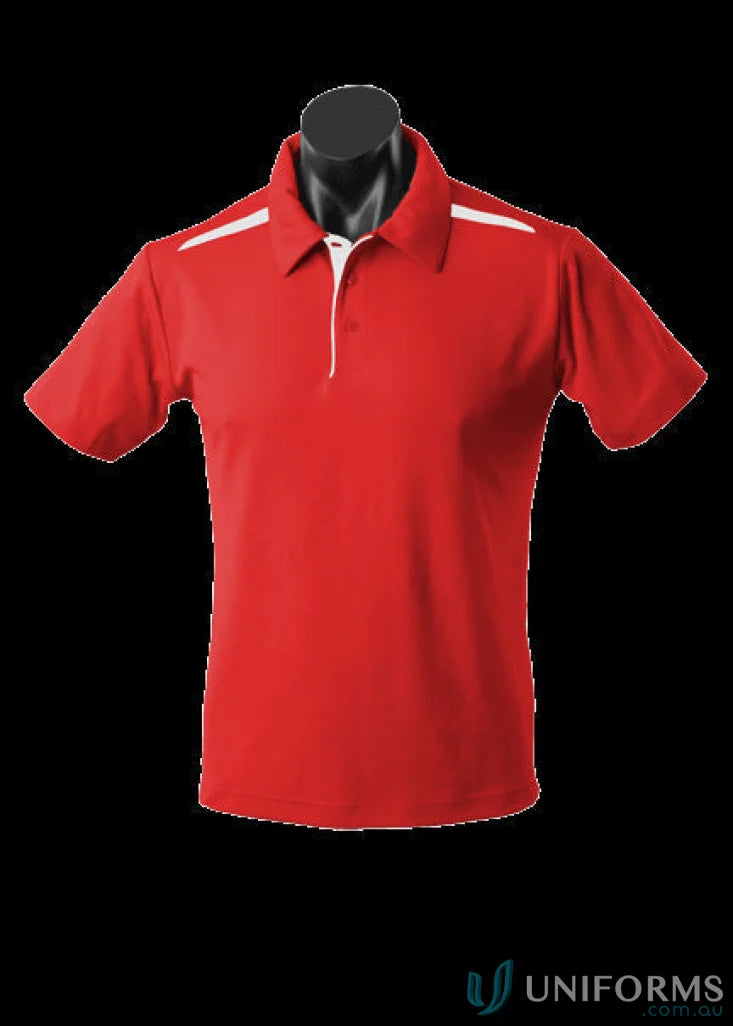 Red Paterson Polo shirt with white accents ideal for uniforms and workwear comfort