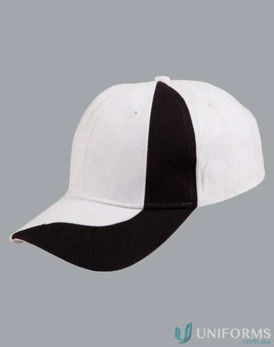 Peak Crown Contrast Cap in black white and red white two-tone baseball cap style