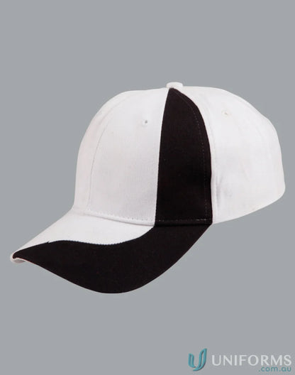 Peak Crown Contrast Cap in black white and red white two-tone baseball cap style