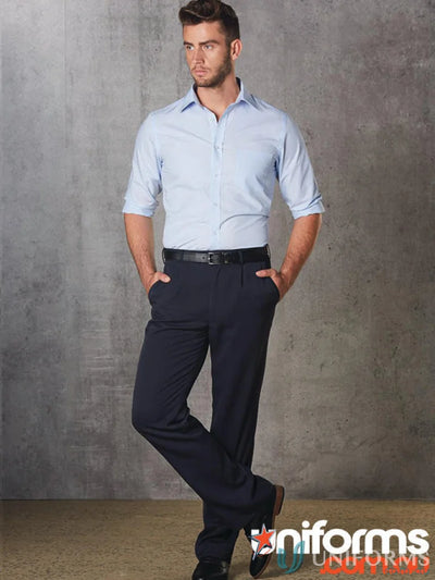 Man in Light Blue Dress Shirt and WP01 Permanent Press Stain Resistant Jet Pockets Pants