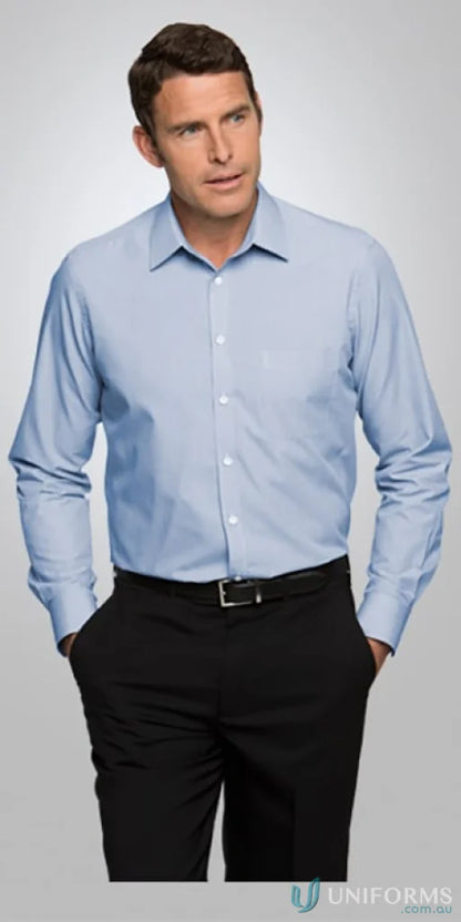 Man in light blue Pinfeather LS Shirt wearing workwear or uniforms