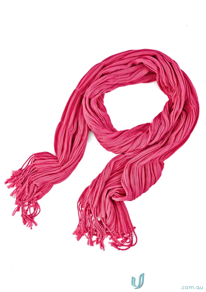 Wrinkled pink tassel scarf perfect for workwear or adding style to medical uniforms