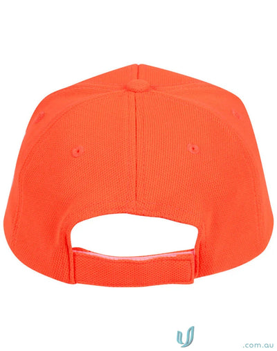 Orange baseball cap made of breathable pique mesh from Winning Spirit Pique collection