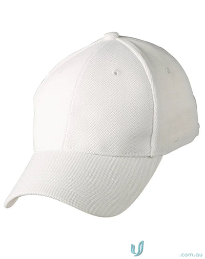 White baseball cap made of breathable pique mesh from Pique Mesh Cap collection