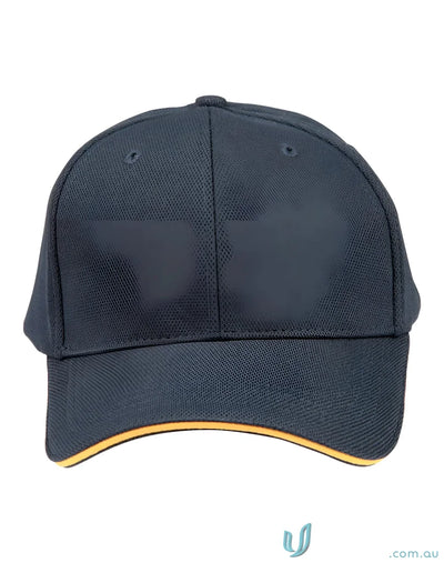 Gray baseball cap with yellow trim for a winning spirit pique mesh safety cap style