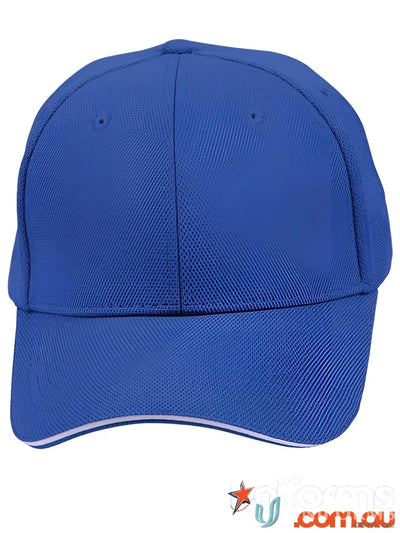 Blue Winning Spirit Pique Mesh Safety Cap with white trim for a professional image