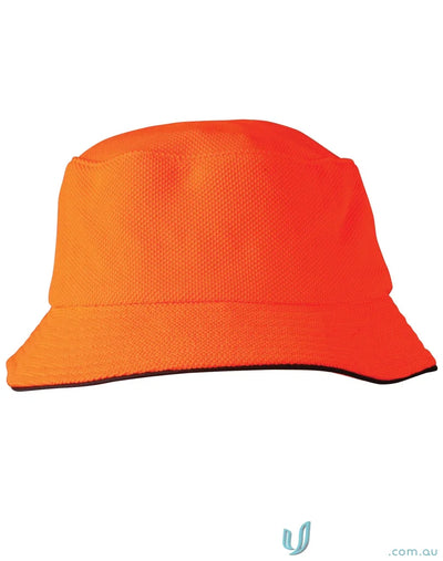 Orange mesh bucket hat with sun protection from Winning Spirit Pique collection