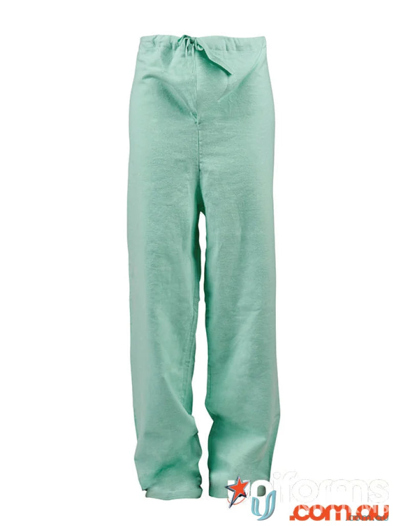 Mint green medical scrub pants with pant drawstring for uniforms and workwear