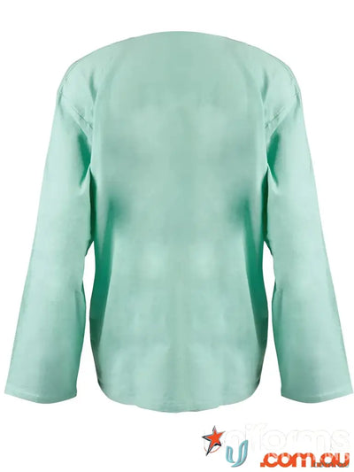 Light green long-sleeved medical scrub top from PJ Top workwear collection