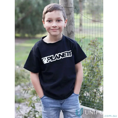 Boy’s black Planet11 t-shirt.