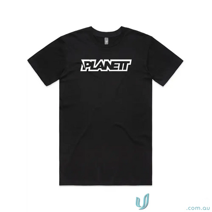 Black Planett Classic Tee short-sleeve t-shirt with white block letters, comfy combed cotton
