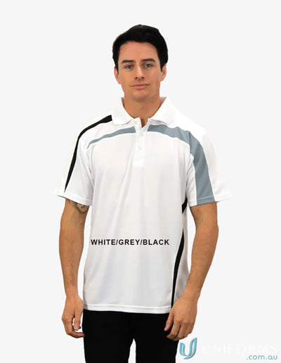 Man wearing Planett Polo with cooldry moisture management technology and classic colors