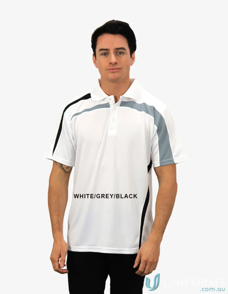 Man wearing Planett Polo with cooldry moisture management technology and classic colors