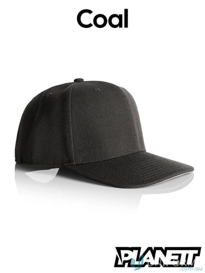 Coal-colored Planett Stock Cap high profile snapback with flat peak design for style