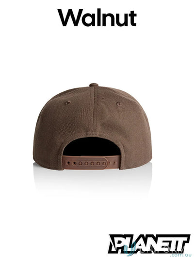 Walnut-colored Planett Stock Cap featuring a high profile snapback and flat peak cap design