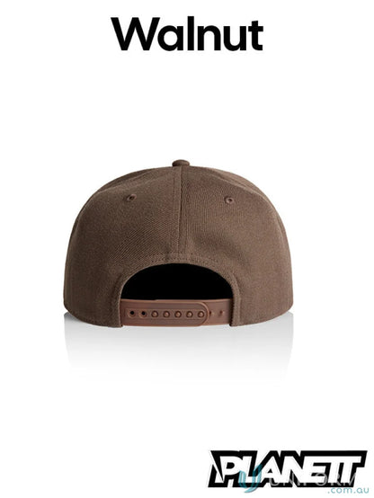 Walnut-colored Planett Stock Cap featuring a high profile snapback and flat peak cap design