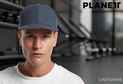Blue flat peak cap from Planett Stock Cap, stylish high profile snapback for a cool look