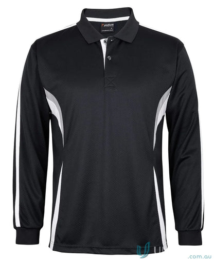 Podium Cool Long Sleeve Polo - Black/White/Grey / A(2XS) - POLO