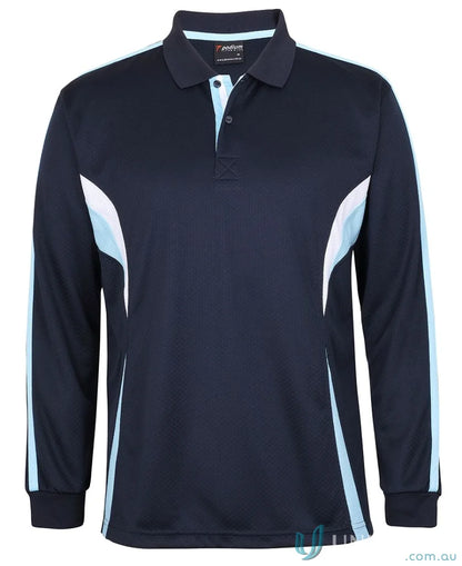 Podium Cool Long Sleeve Polo - Navy/Light Blue/White / A(2XS) - POLO