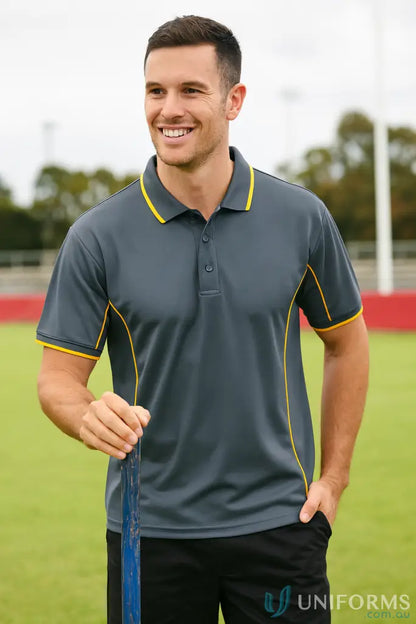 Jb’s Podium grey polo with piping short sleeve and Podium cooling fabric detail