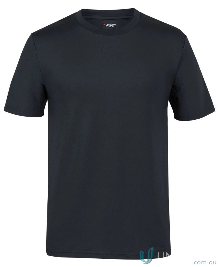 Plain black Podium Stretch Tee made from Podium Cool™ moisture-wicking fabric for comfort