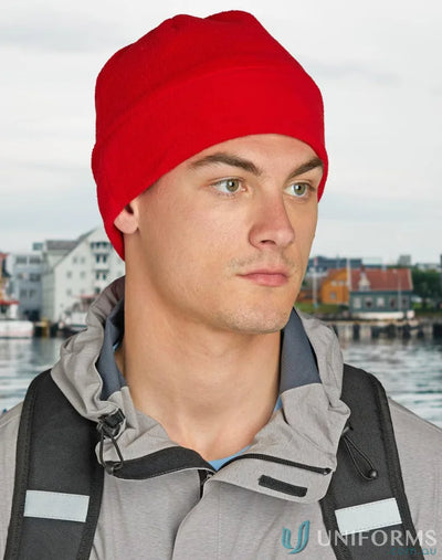 Red knit beanie from ch43 Polar Beanie collection, perfect for outdoor work gear
