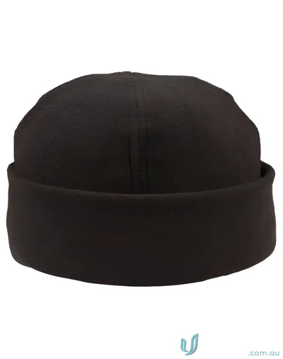 Black fleece beanie made from high-quality polar fleece in the Winning Spirit Polar collection