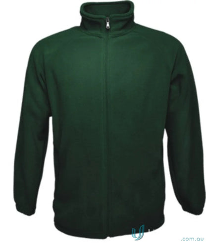 Dark green polar fleece zip jacket for unisex adults in the Polar Fleece Zip collection