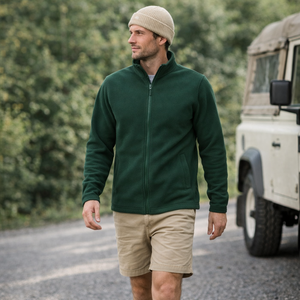 Jb’s adults dark green zip PolarTech 290gsm low-pill polar fleece jacket