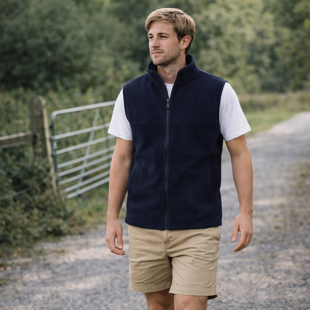 Jbs PolarTech vest in navy blue 290gsm polar fleece urban fit